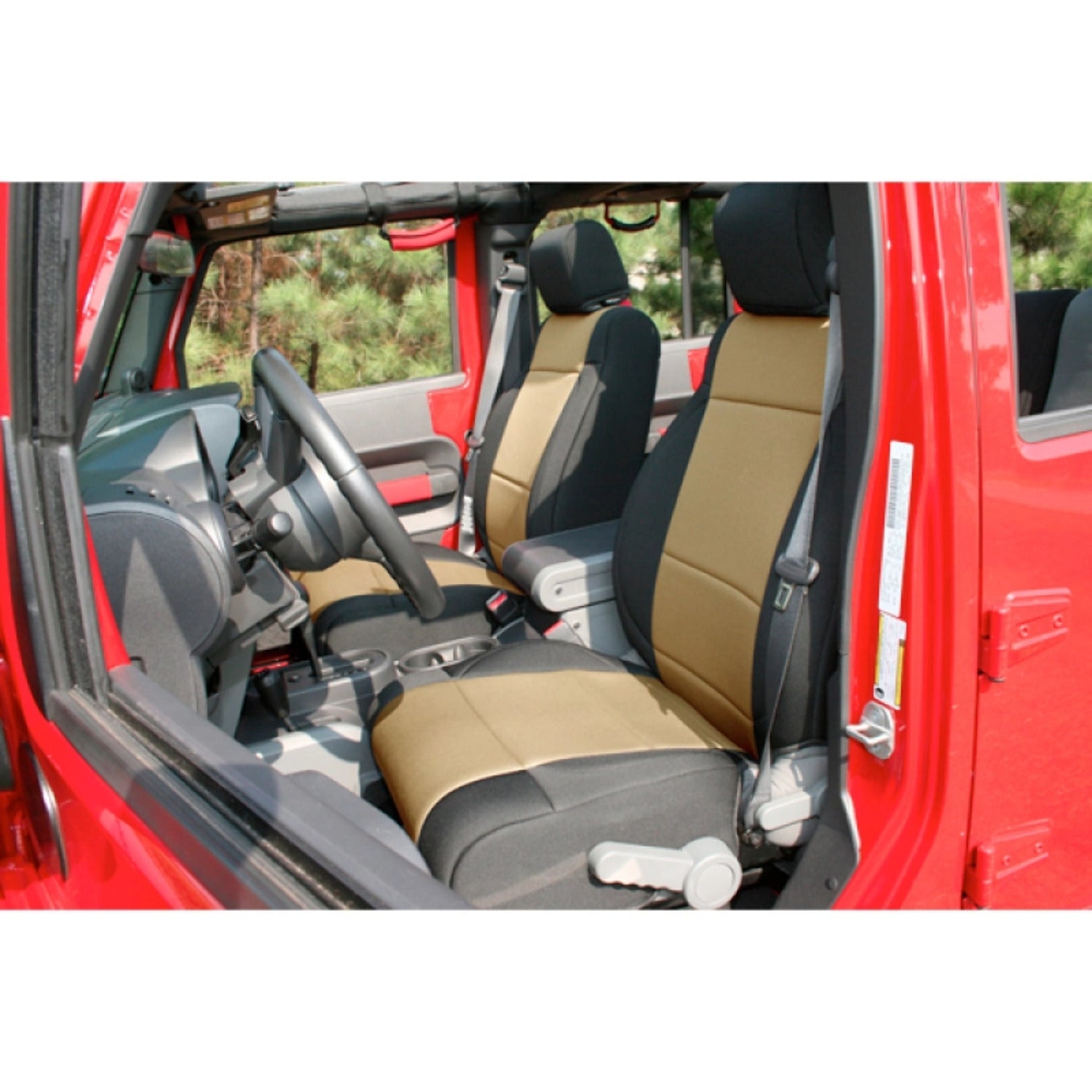 Rugged Ridge 13215.04 Seat Cover Kit， Front， Neoprene， Black/Tan; 11-18 Jeep Wrangler JK