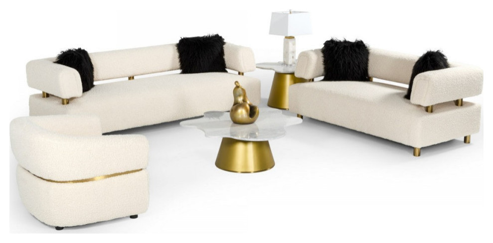 Arianna  Glam Beige Fabric Loveseat   Contemporary   Loveseats   by Rustic Home Furniture Deco  Houzz