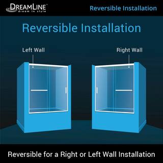 DreamLine Infinity-Z 56- 60 in. W x 58 in. H Sliding Semi Frameless Tub Door in Satin Black Finish with Clear Glass SHDR-0960580-09