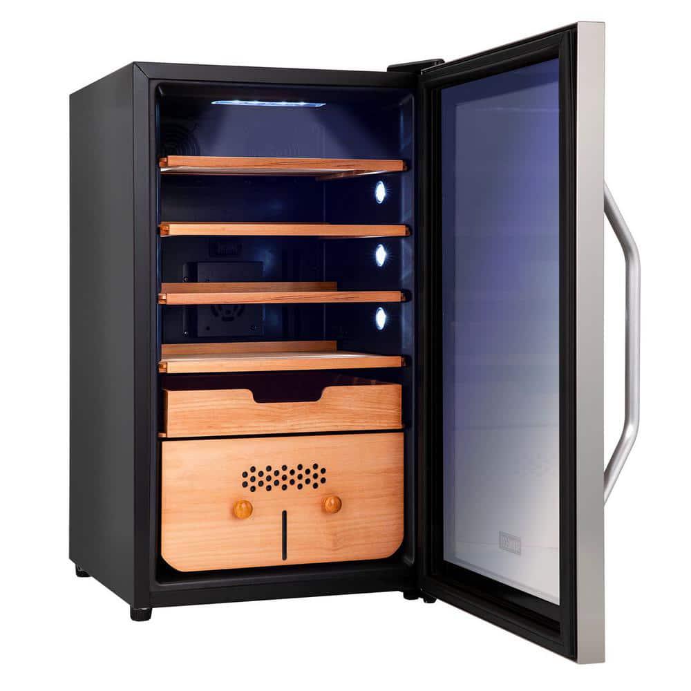 Schmecke 17 in 400Piece Cigar Cooler Humidor with Spanish Cedar Wood Shelves with Built in Digital Hygrometer Chiller