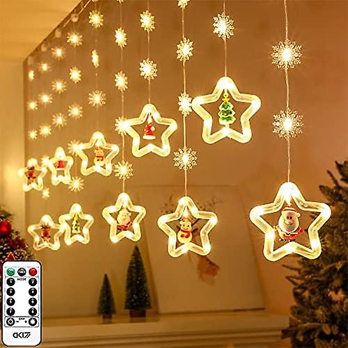 Christmas Lights Decorations - 10ft 120LED Curtain Lights for Xmas Decor （Star）