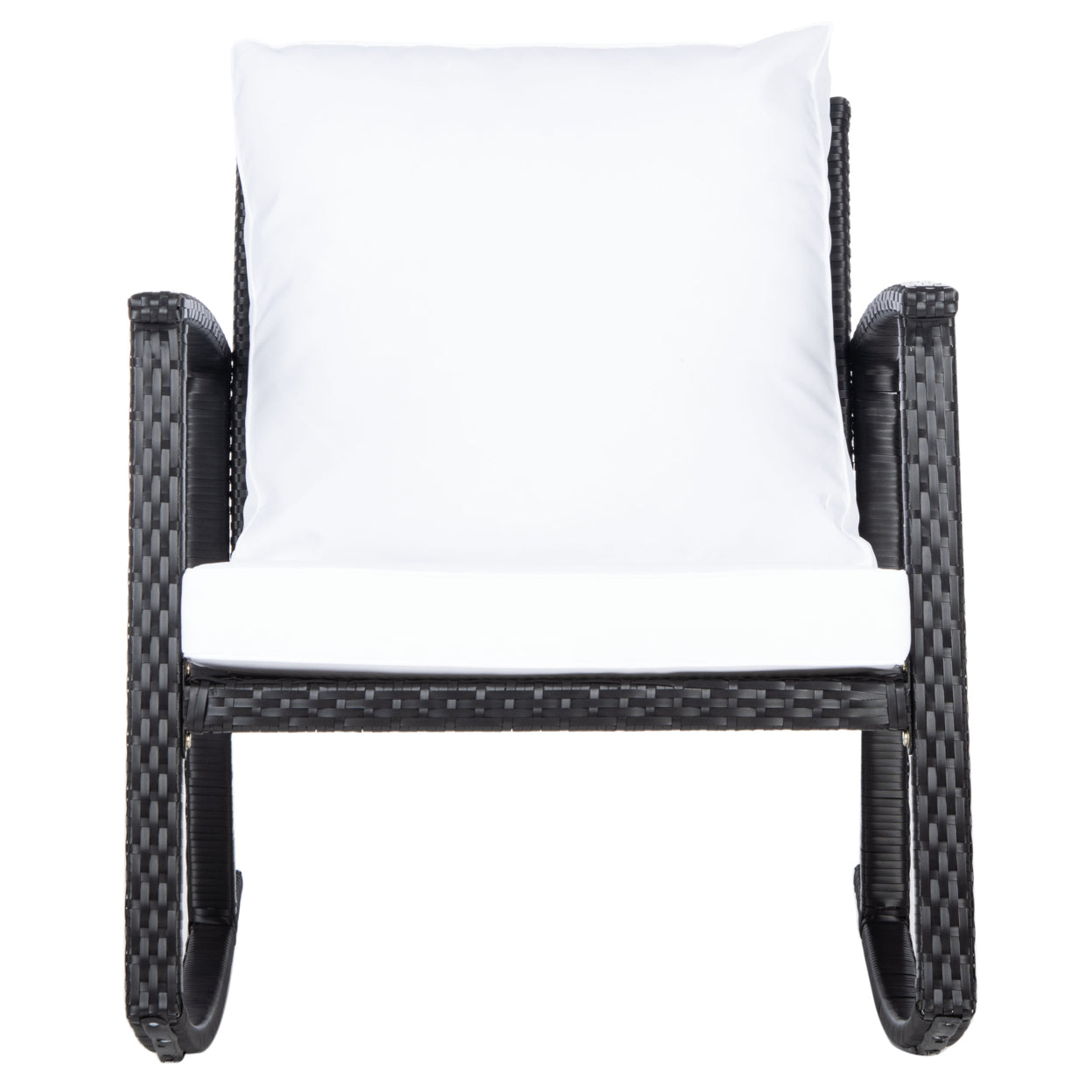 SAFAVIEH Outdoor Collection Daire Rocking Chair Black/White Cushion