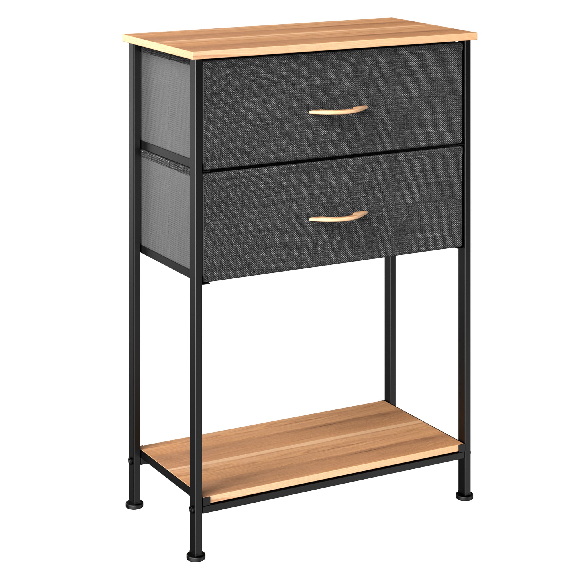 YITAHOME 2 Drawers Dresser Wooden Top Shelf Side Table for Hallway Entryways, Dark Grey