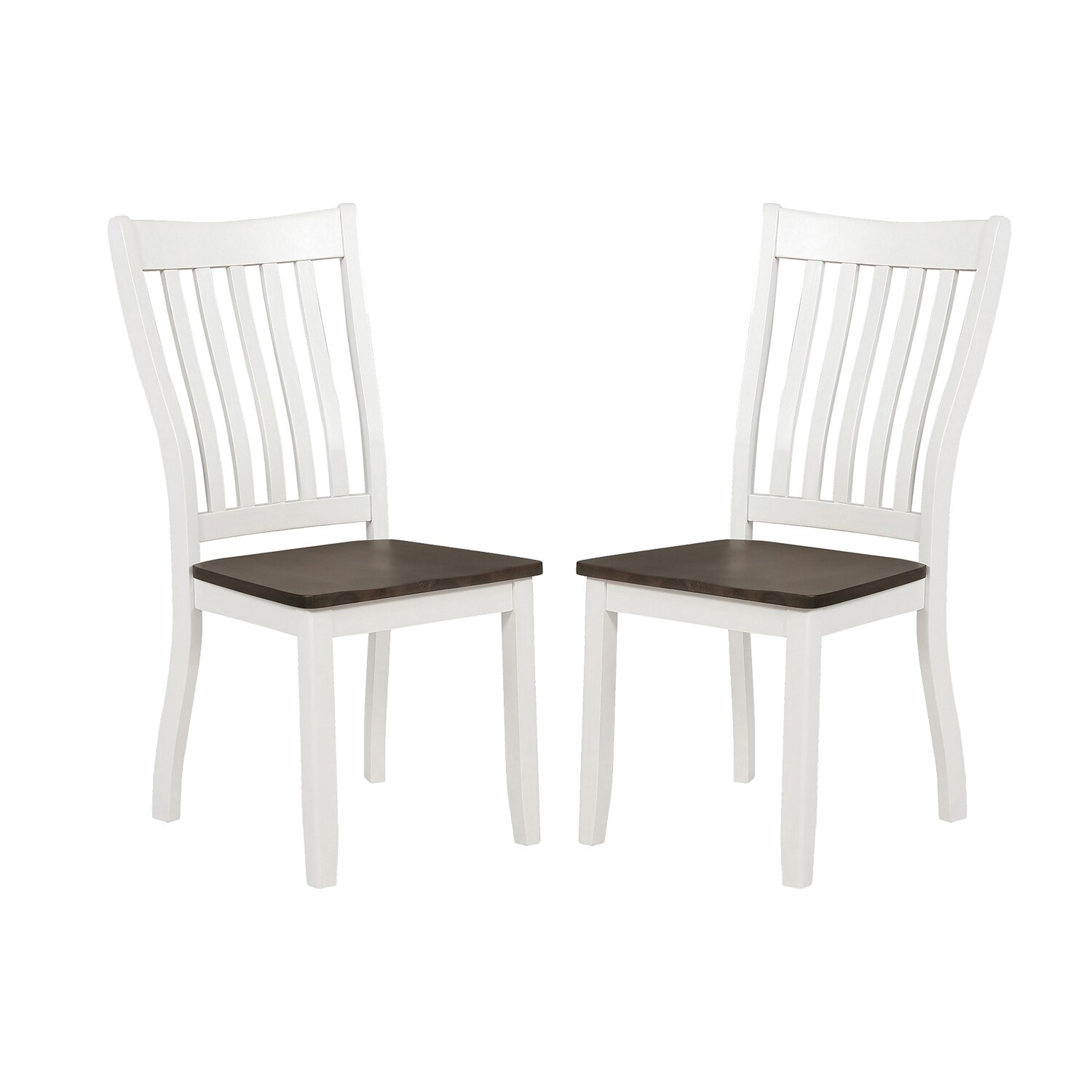 Set of 2 Dining Side Chairs in Espresso and White