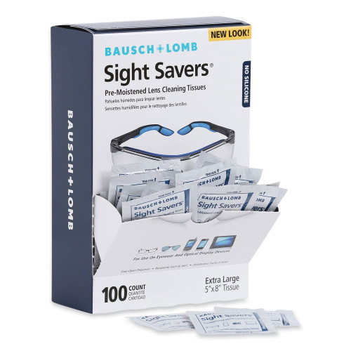 Bausch and Lomb Sight Savers Premoistened Lens Cleaning Tissues， 8 x 5， 100/Box (8574GM)