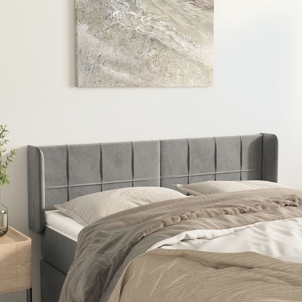 vidaXL Headboard with Ears Dark/Light Gray Velvet - - 37455508