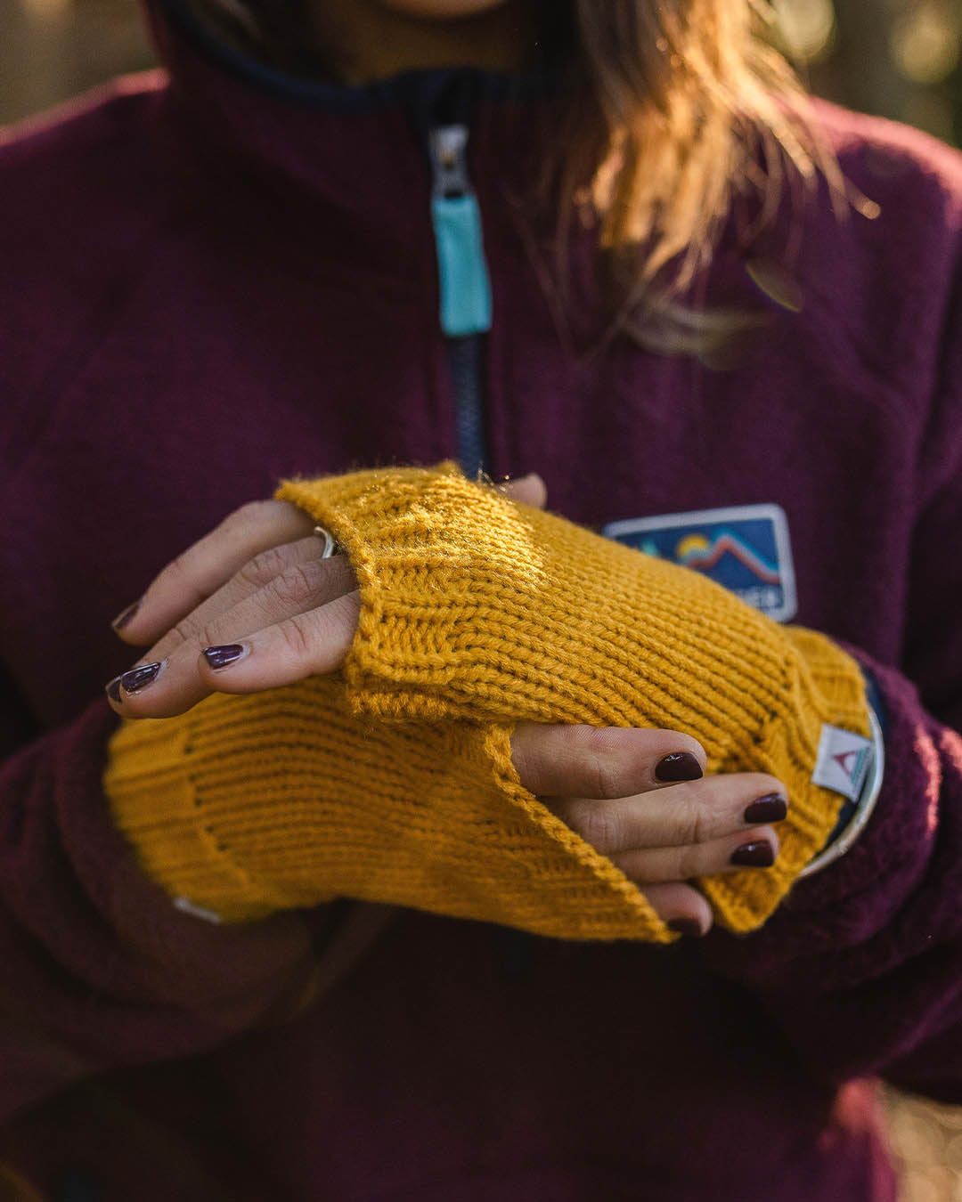 Flurry Recycled Fleece Lined Fingerless Mittens - Dandelion Yellow