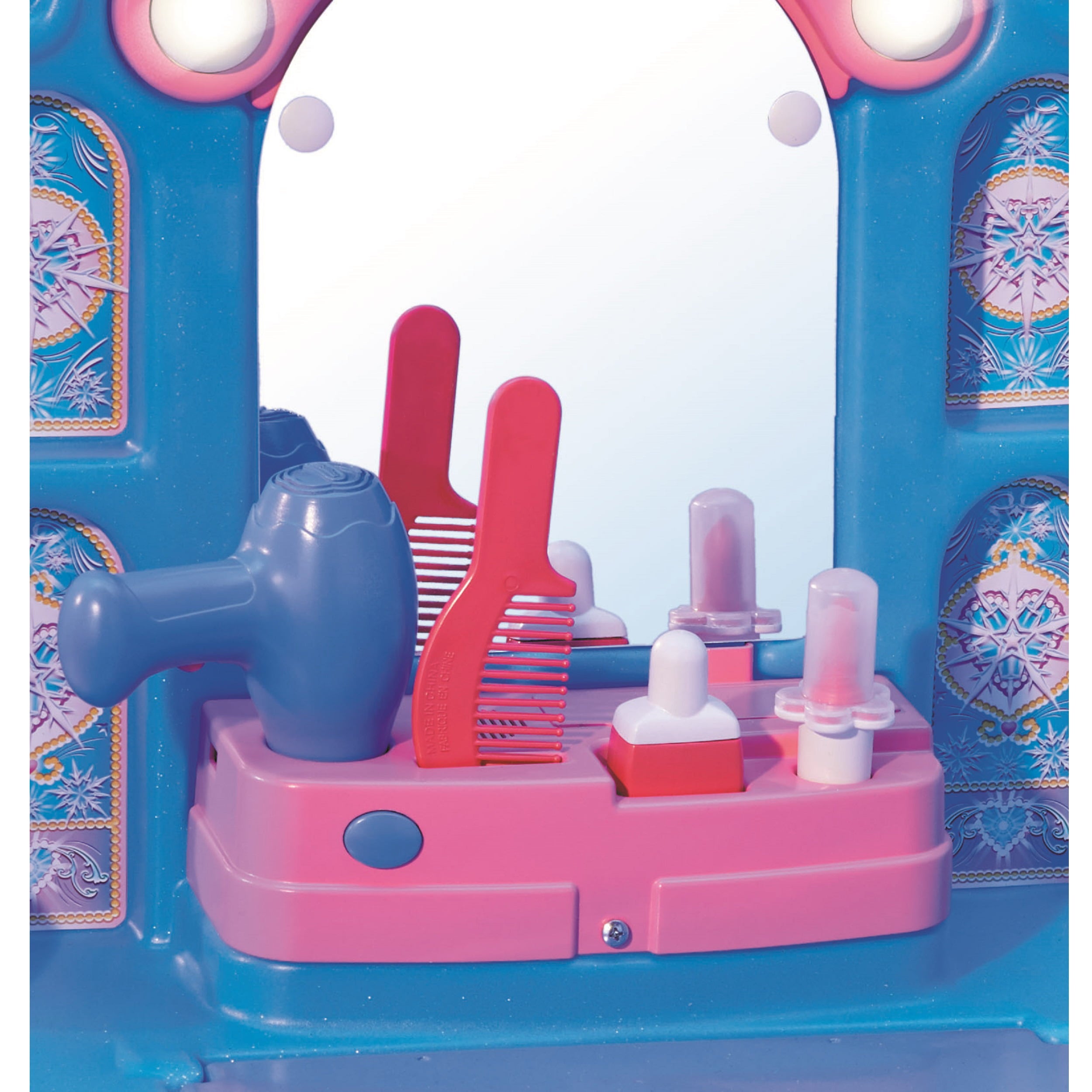 Little Tikes Ice Princess Magic Mirror Toy Vanity Table and Chair with Lights， Sounds and Pretend Play Toy Beauty Accessories- For Kids Toddlers Girls Boys Ages 3 4 5+