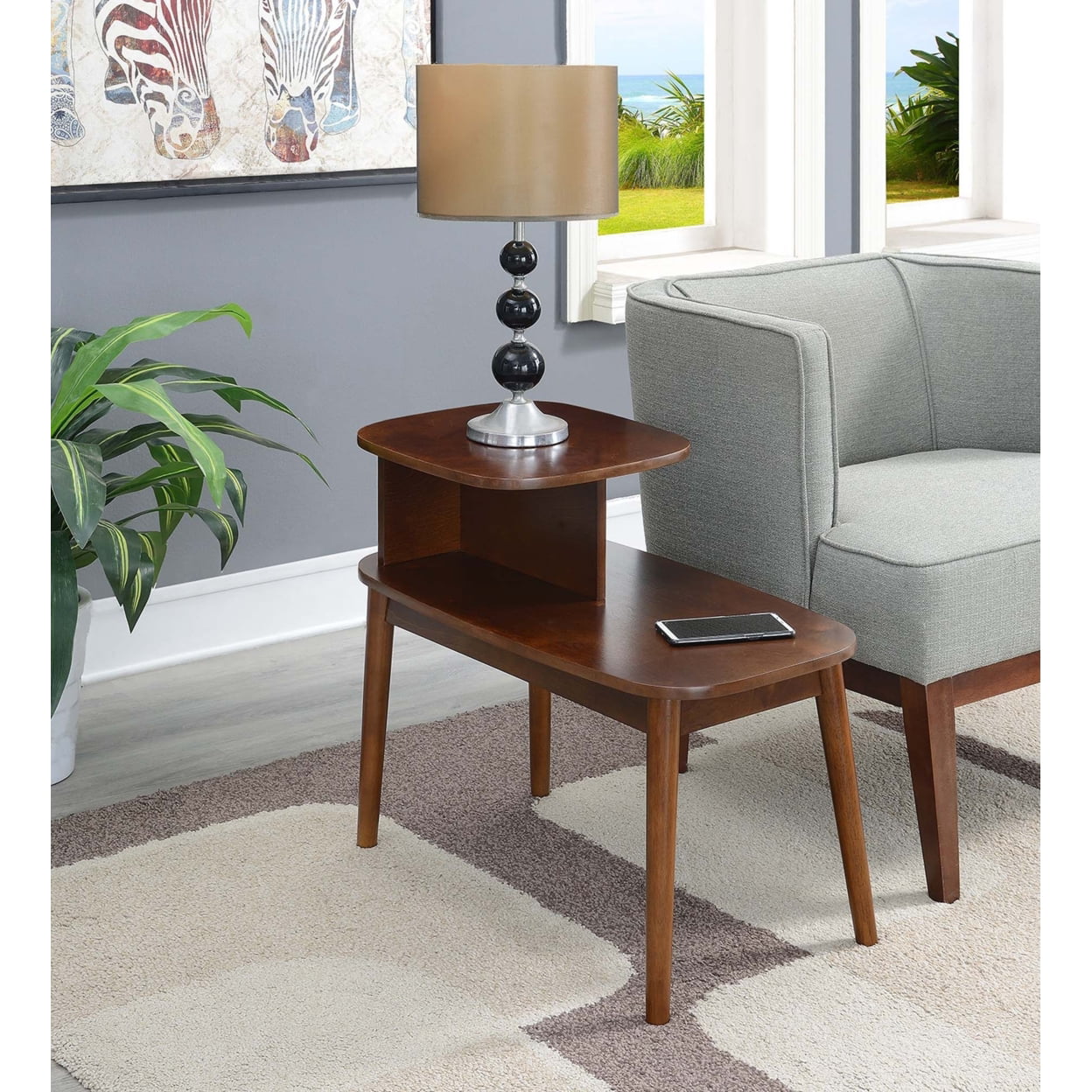 Maxwell Mid Century End Table, Espresso