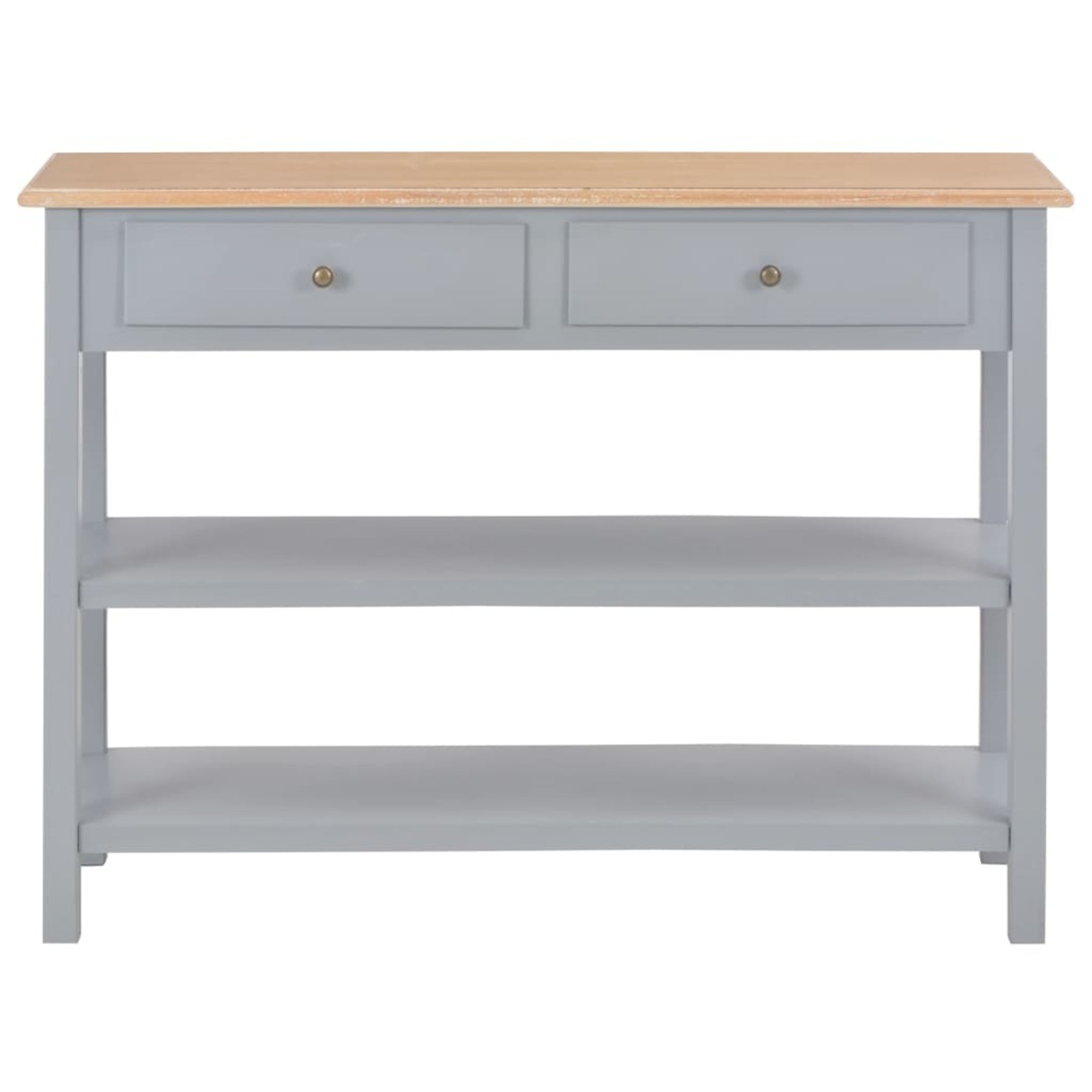 Wooden Storage Cabinet with 2 Drawers and 2 Shelves - Grey