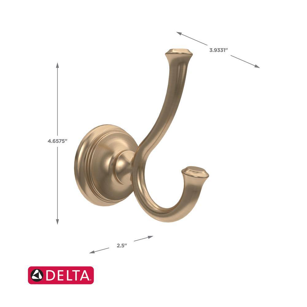 Delta Cassidy Double Towel Hook in Champagne Bronze 79735-CZ