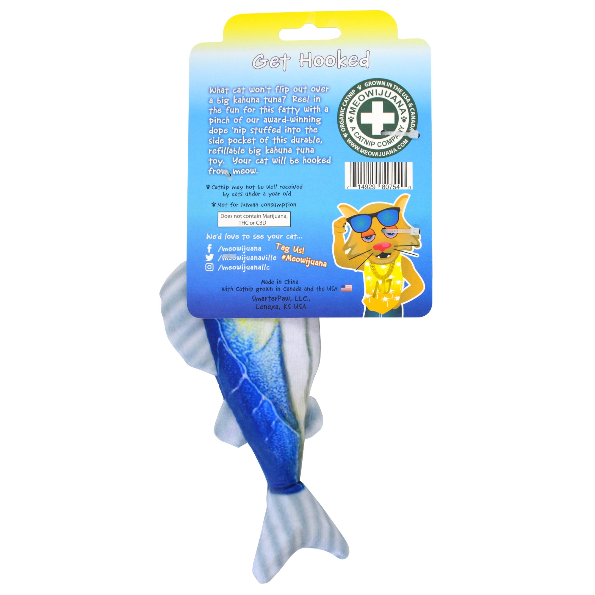 Meowijuana Get Hooked Tuna Cat Toy， Medium