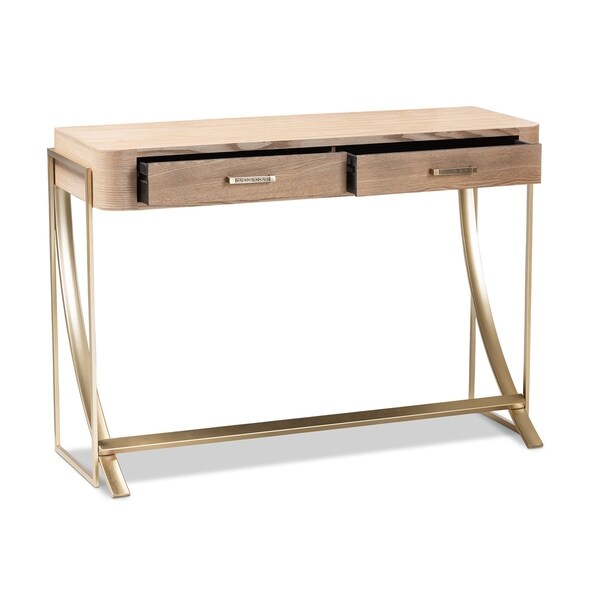 Modern and Contemporary Natural Brown 2-Drawer Console Table