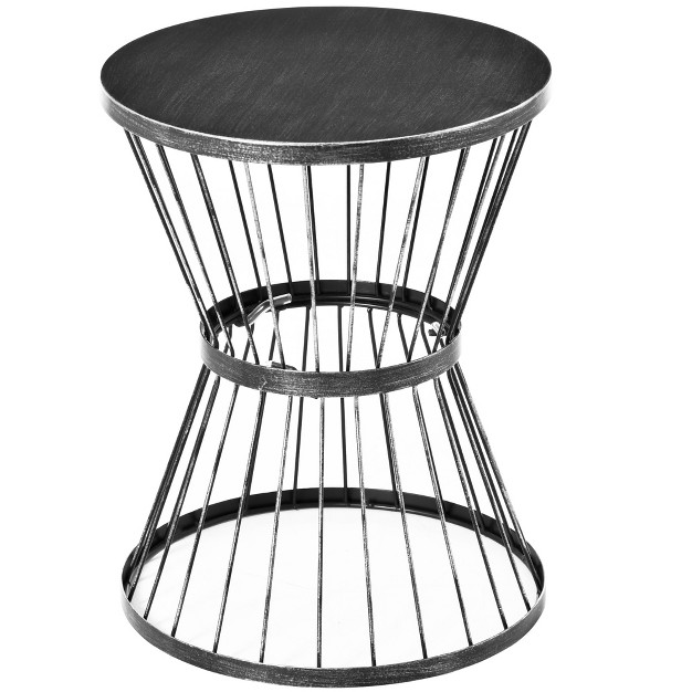 Steel Patio End Table Side Table With Hourglass Design Accent Table For Outdoor And Indoor Use