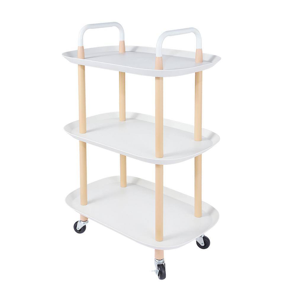 Huluwat 3-Tier Metal 4-Wheeled Storage Utility Cart in White DJYC-G-FNCART231435W