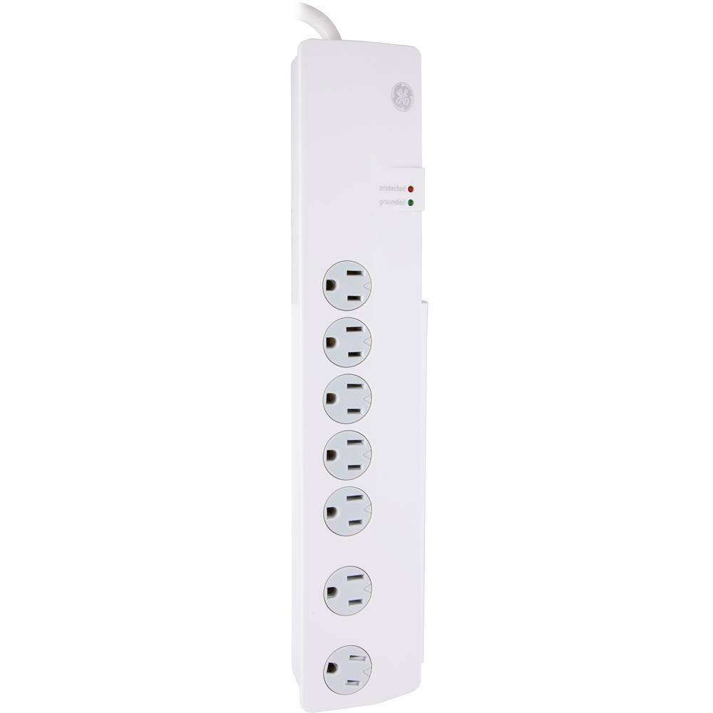 GE 3 ft. 7-Outlet Surge Protector Power Strip White 34768