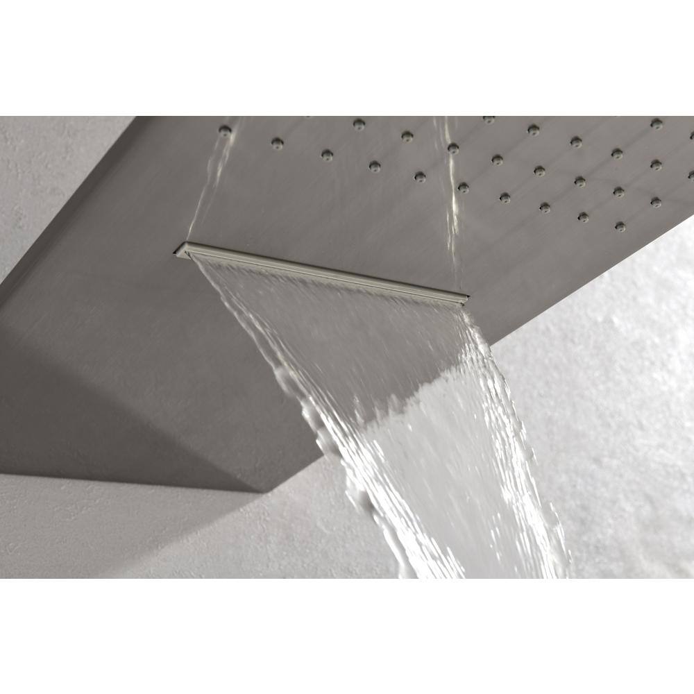 Lukvuzo Wall Mounted Waterfall Rain Shower System in Brushed Nickel with 3 Body Sprays and Handheld Shower HDSA11FS023