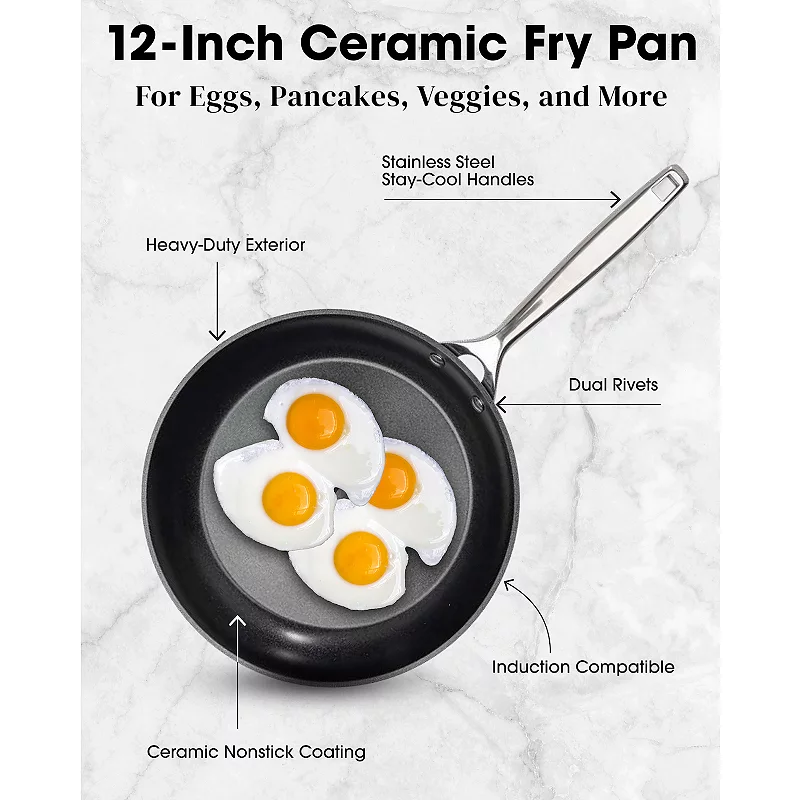 Gotham Steel Professional Hard Anodized 12-in. Ceramic Nonstick Frypan