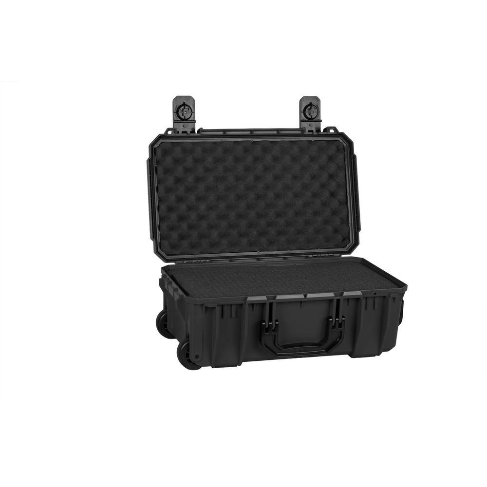 Seahorse 14.24 in. Large Rolling Watertight Tool Case with Foam in Black 830FBK