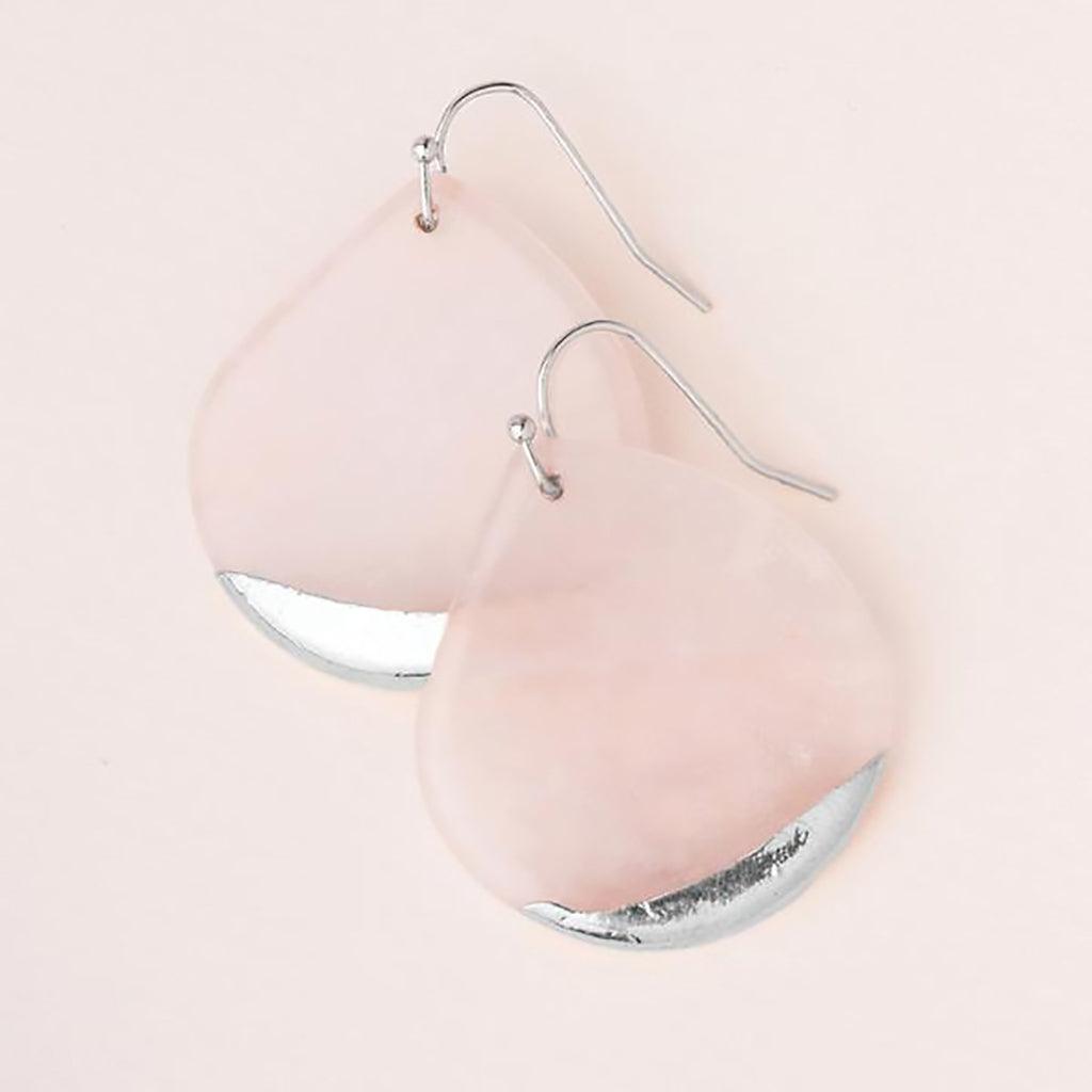 Scout Curated Wears  Stone Dipped Teardrop Earring - Rose Quartz/Silver