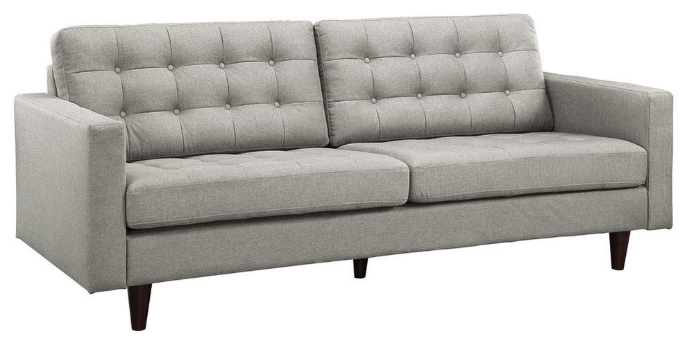 Modern Contemporary Upholstered Sofa  Light Gray Fabric   Transitional   Sofas   by House Bound  Houzz