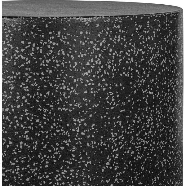 Aurelle Home Omara Round Pedestal Terrazzo Outdoor Side Table