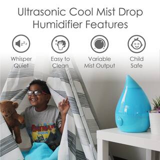 Crane 1 Gal. Drop Ultrasonic Cool Mist Humidifier for Medium to Large Rooms up to 500 sq. ft. - Aqua EE-5301B