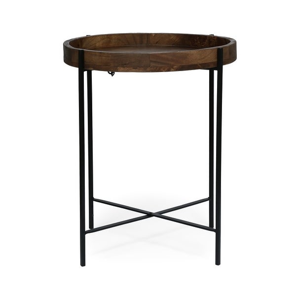 Tift Handcrafted Modern Industrial Mango Wood Folding Tray Top Side Table by Christopher Knight Home