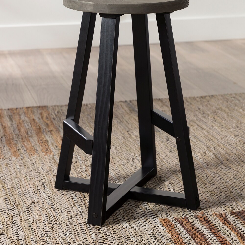 Middlebrook Round 24 inch Distressed Solid Wood Counter Stool