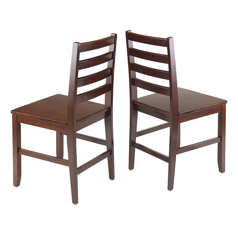 Set of 2 Rich Walnut Ladder Back Design Dining Chair 34.5