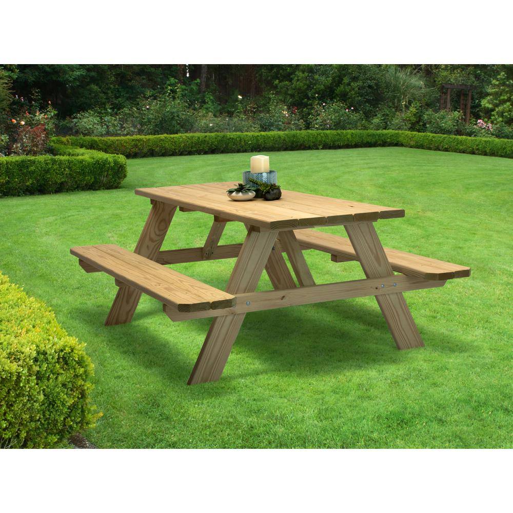 Outdoor Essentials Homestead 72 in. Outdoor Wood Picnic Table Kit 492673