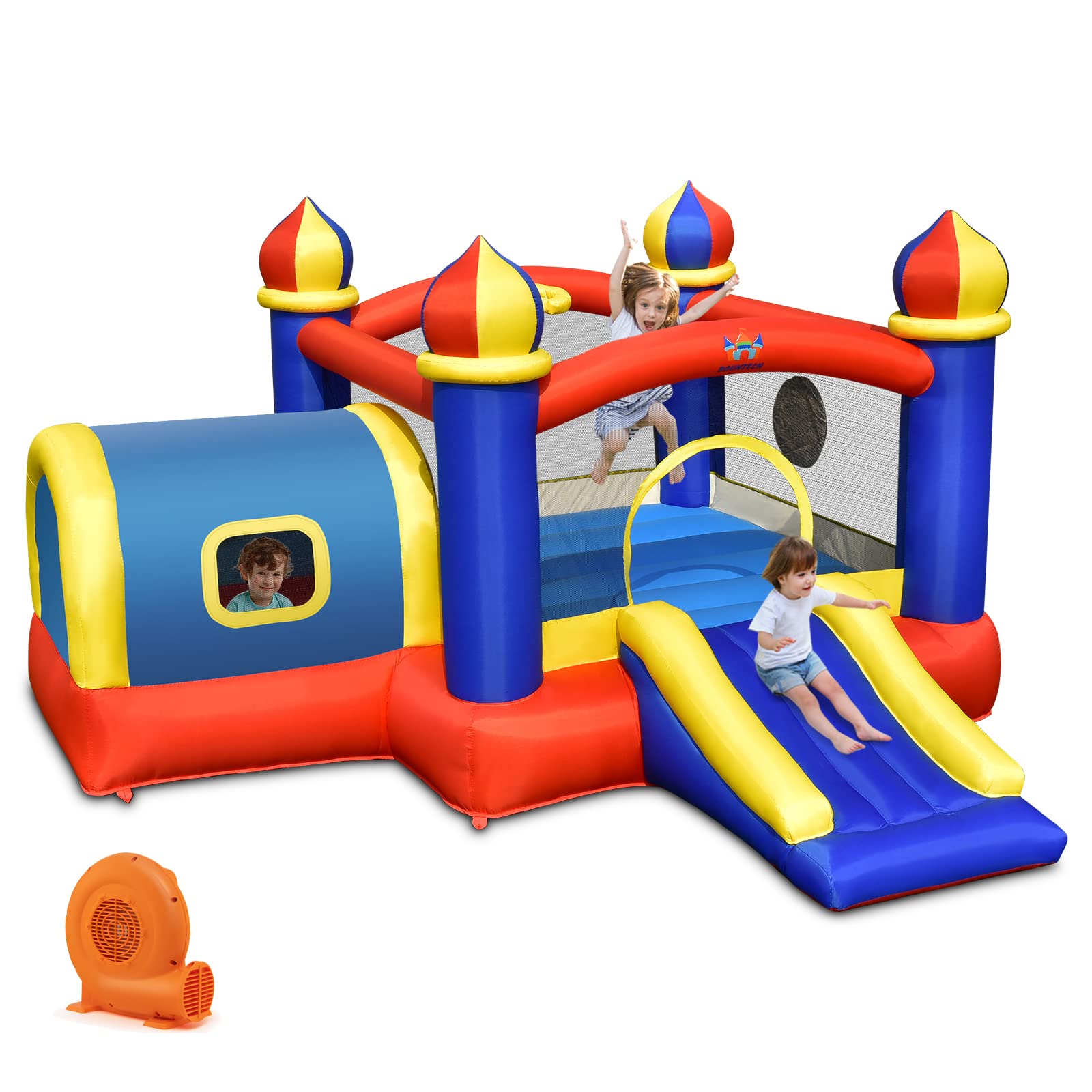 Costzon Inflatable Bounce House, 5 in 1 Bouncy Castle for Kids Indoor Outdoor with Blower