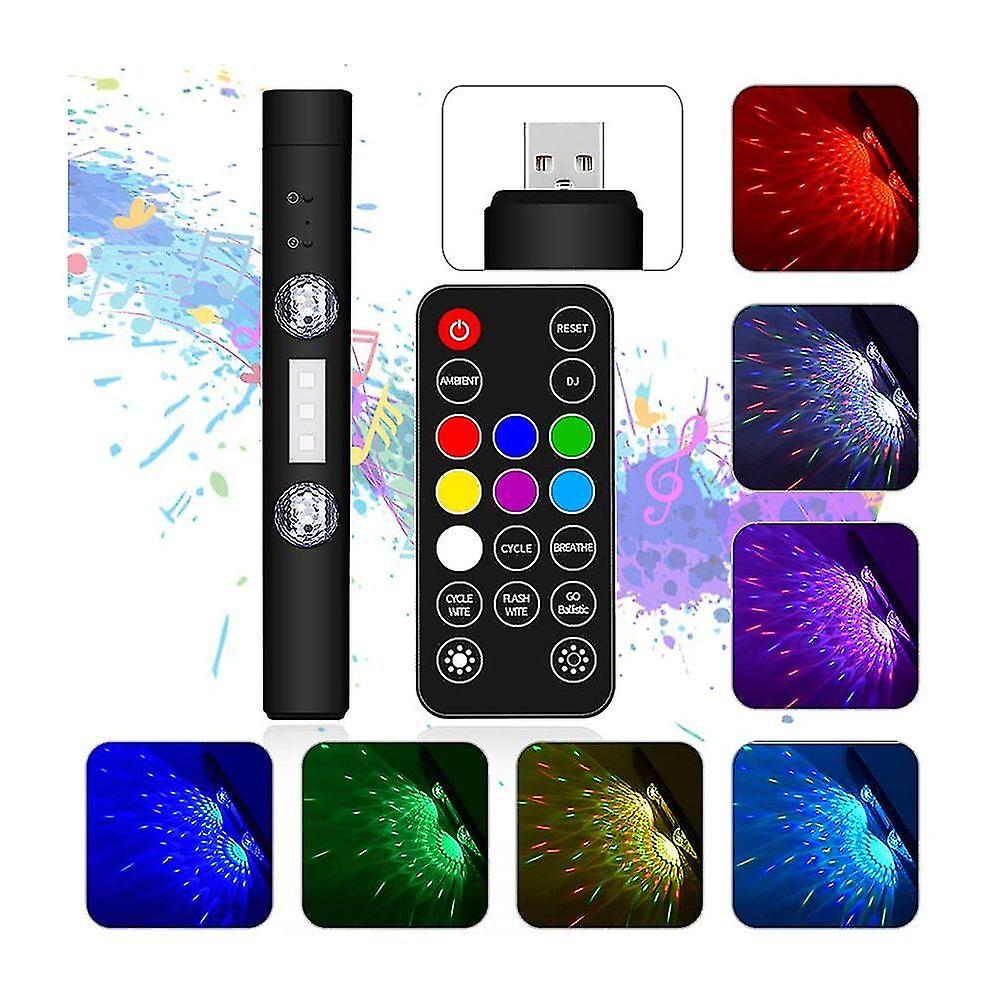 Led Interior Lighting Car， Usb Car Ambient Lighting Controllable By Remote Control， Waterproof And Multi-color And Music-controlled Atmosphere Light