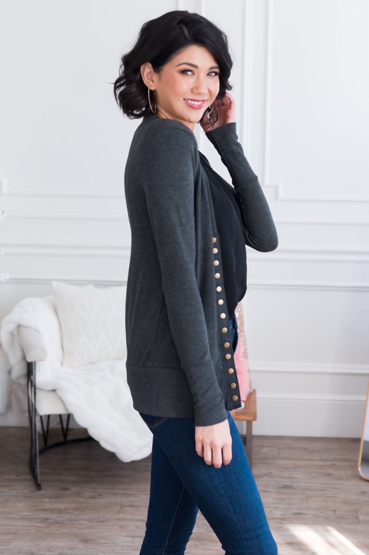 Free Soul Modest Button Cardigan