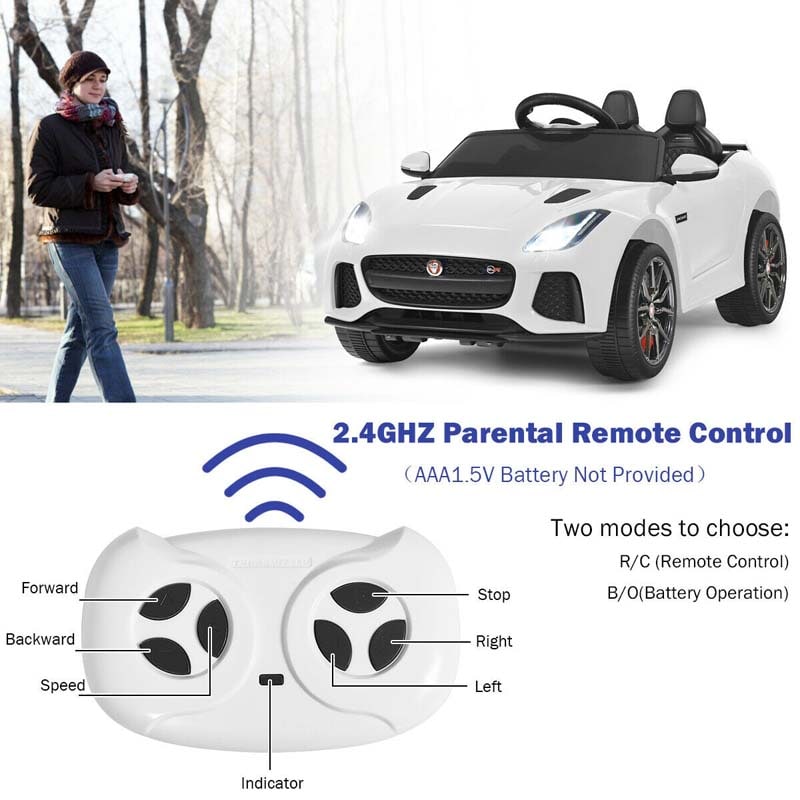 12V Jaguar F-Type SVR Licensed Kids Ride On Car, Battery Powered Riding Toy Car with Remote Control