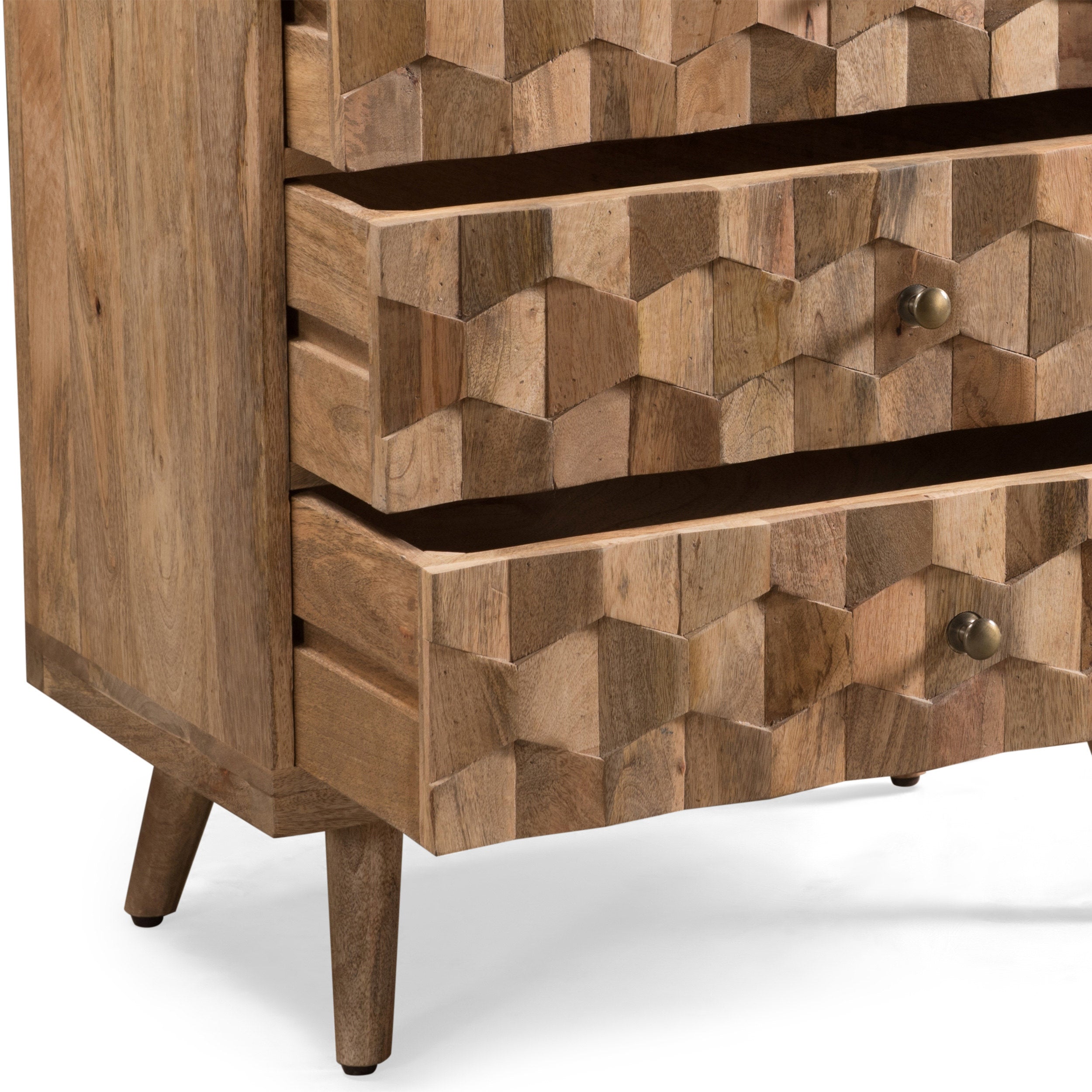 Poppy Mid-Century Modern Mango Wood 3 Drawer Chest