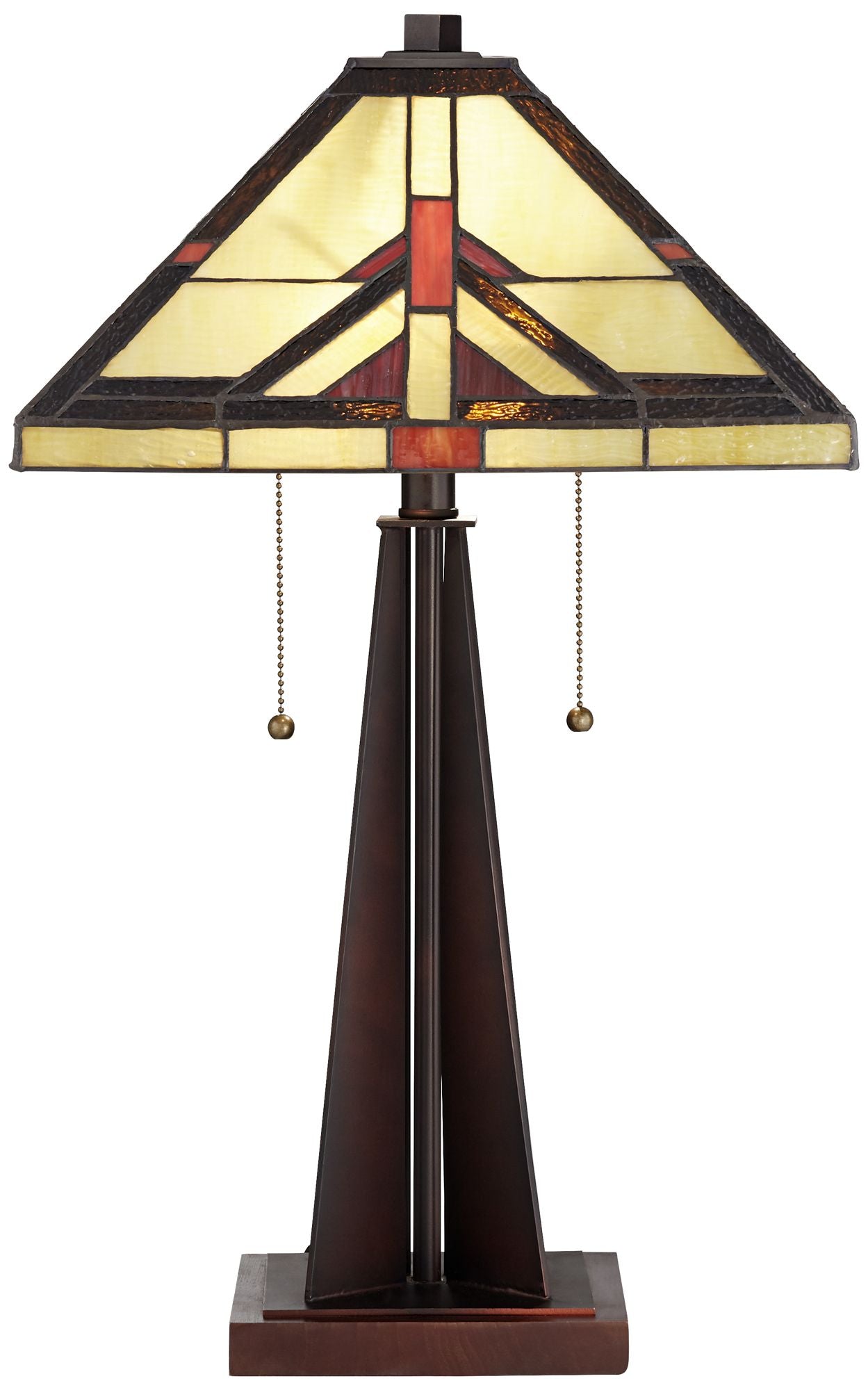 Robert Louis Tiffany Rustic Accent Table Lamp 23.75" High Bronze Stained Art Glass Shade for Living Room Bedroom Bedside Nightstand Office