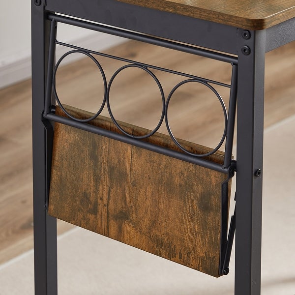 3pcs Industrial Style Bar Table Set with Wine Bottle Storage Rack