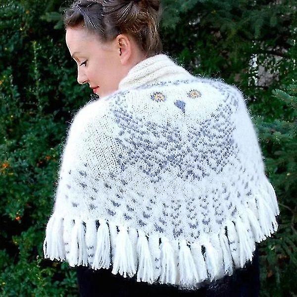 160cm Retro Owl Scarf， Hedwig Knitting Pattern Thick Warm Winter Scarf， Wrap Tassel Scarves Knitted Ladies Shawl