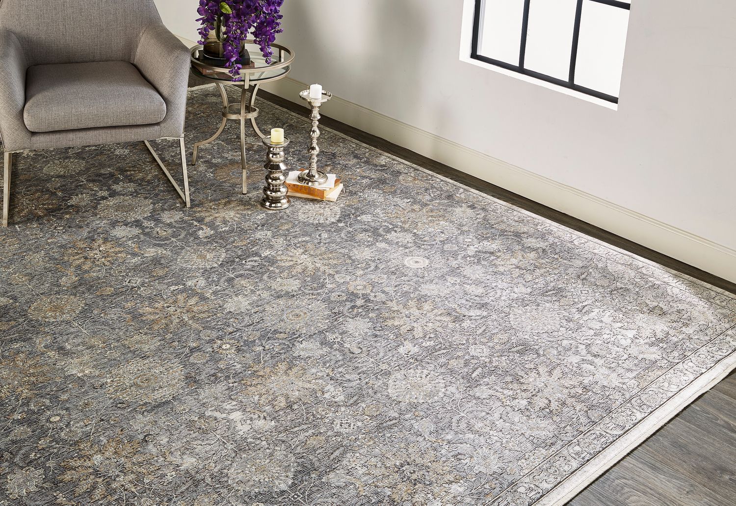 Melmas Pewter and Stone Gray Rug by BD Fine