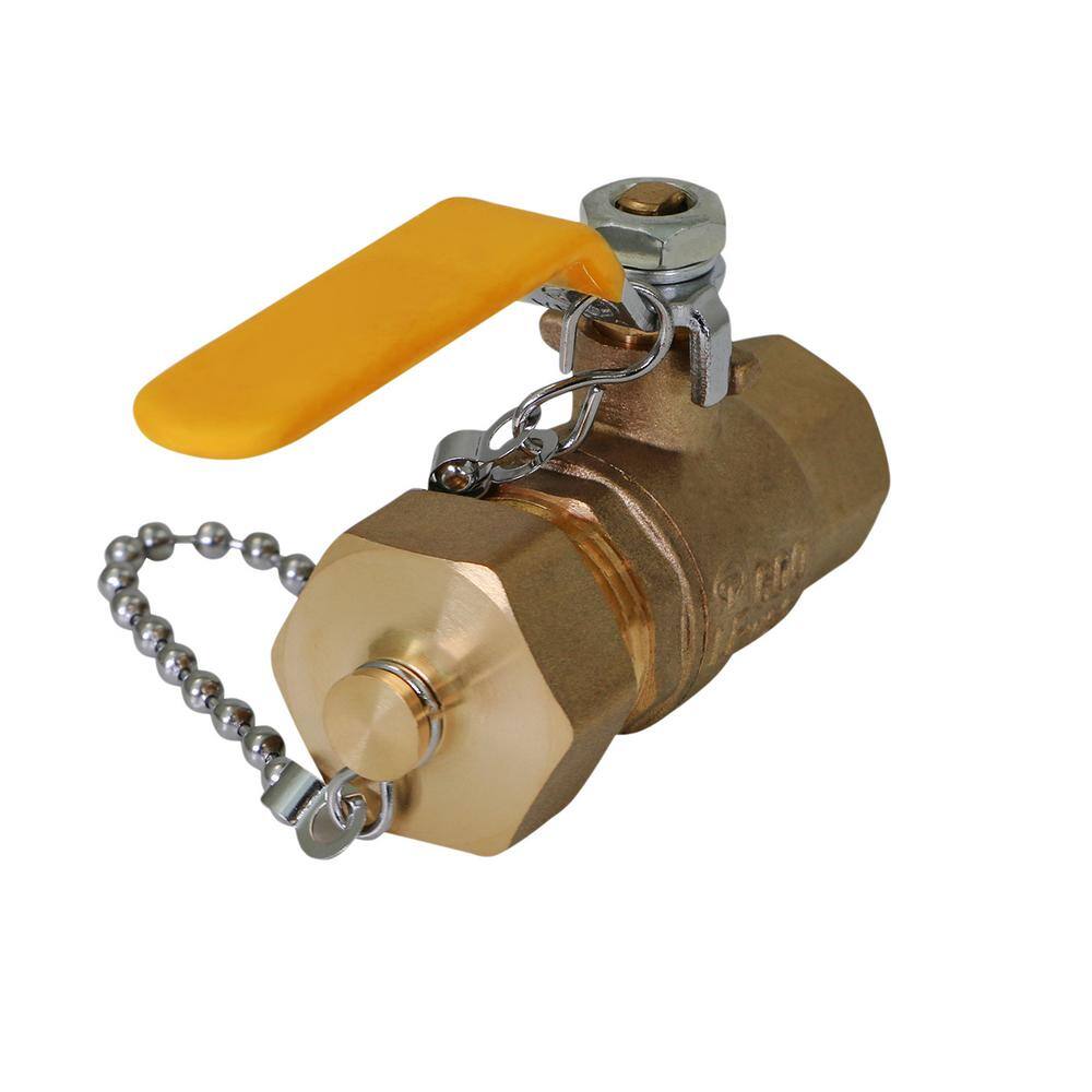 The Plumber's Choice 34 in. FIP x 34 in. Hose Premium Brass Full Port Hose Ball Valve with Chain and Cap 256VBHT