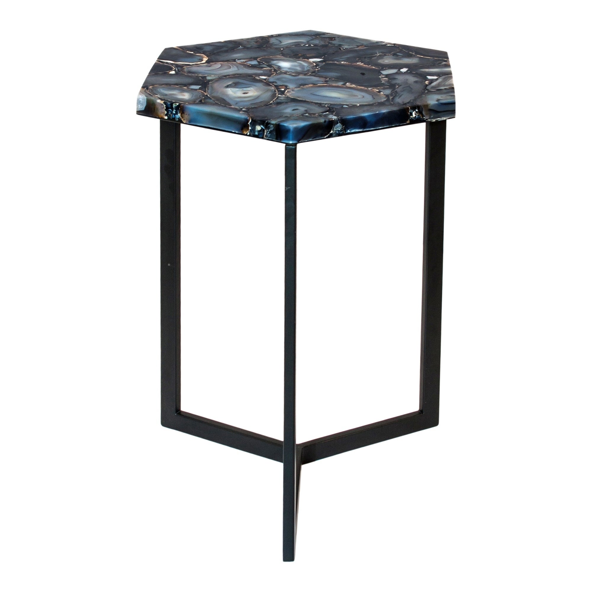 Aurelle Home Black Contemporary Natural Top Accent Table