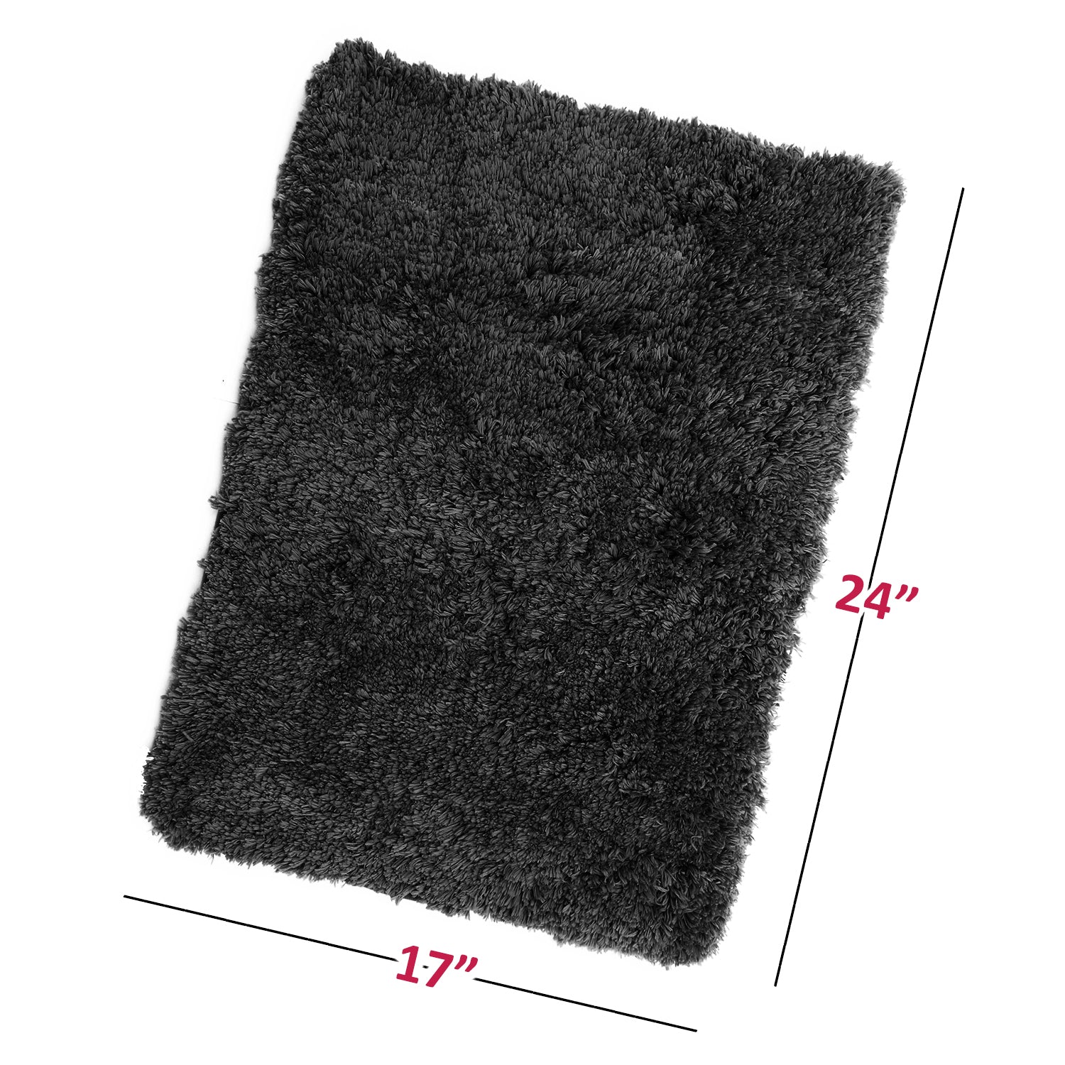 Clara Clark Set of 3 Absorbent Bath Mat Non-Slip Backing Rubber Bathroom Rugs， Large， 17x24， Black