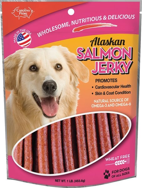 Carolina Prime Pet Alaskan Salmon Jerky Dog Treats， 1-lb bag