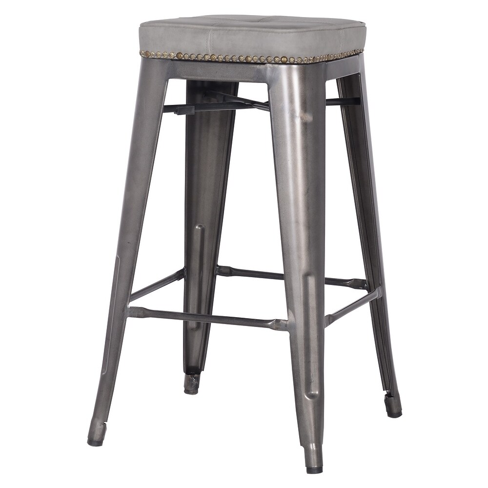 Metropolis PU Leather Metal Backless Counter Stool Set of 4   N/A