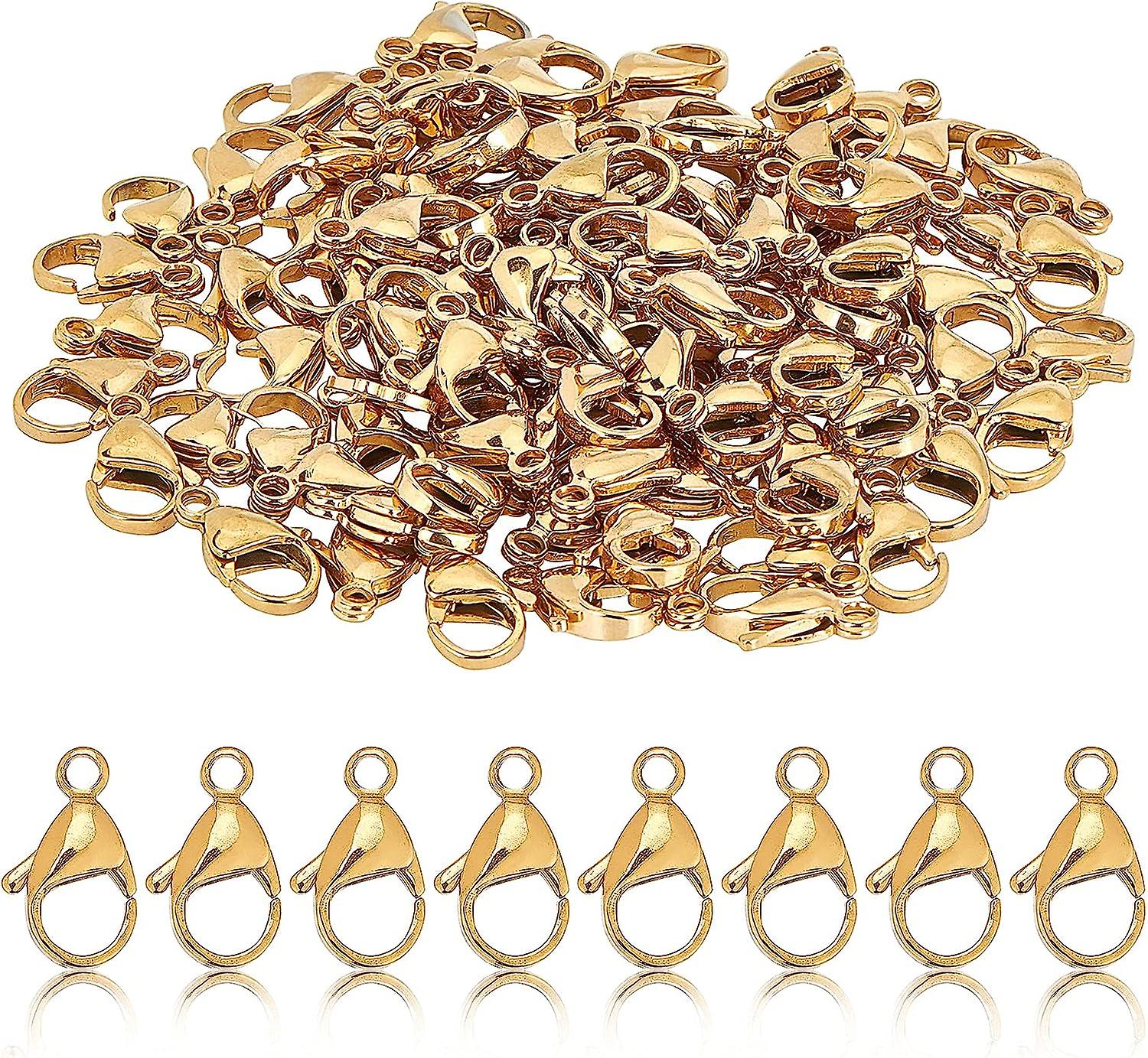 100pcs Lobster Claw Clasps Lanyard Snap Clips Grade A 304 Stainless Steel Jewelry Lobster Clasp Fastener Hook Clasps For Necklaces Bracelet Jewelry Ma