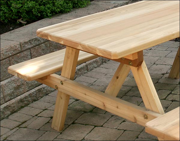 10' Red Cedar Picnic Table with Attached Benches