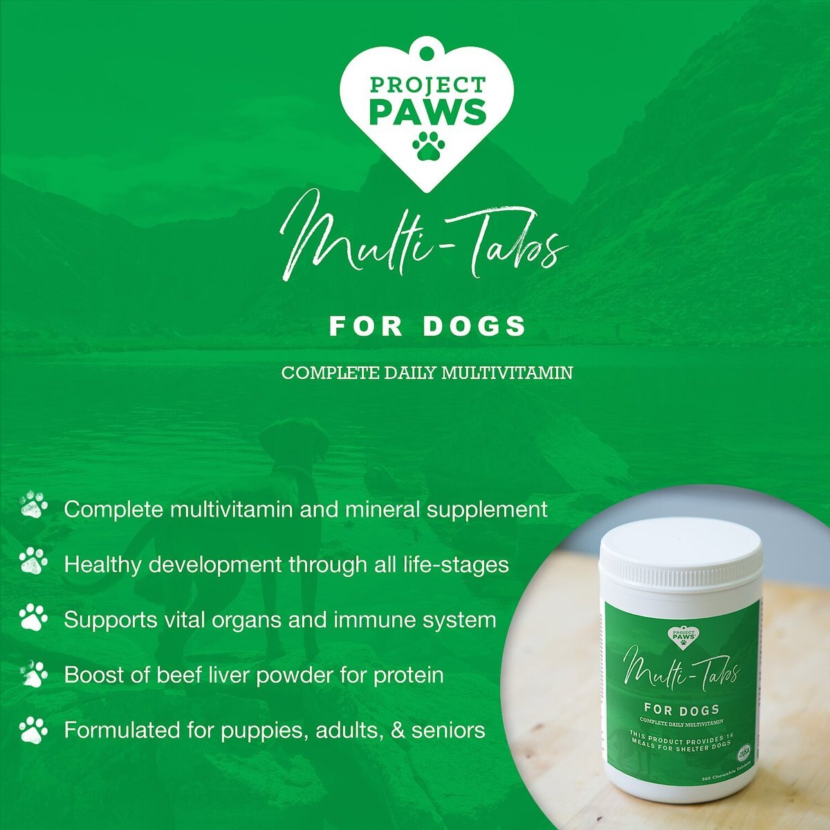 Project Paws Advanced Multi-Vitamin and Mineral Chewable Dog Supplement Tabs