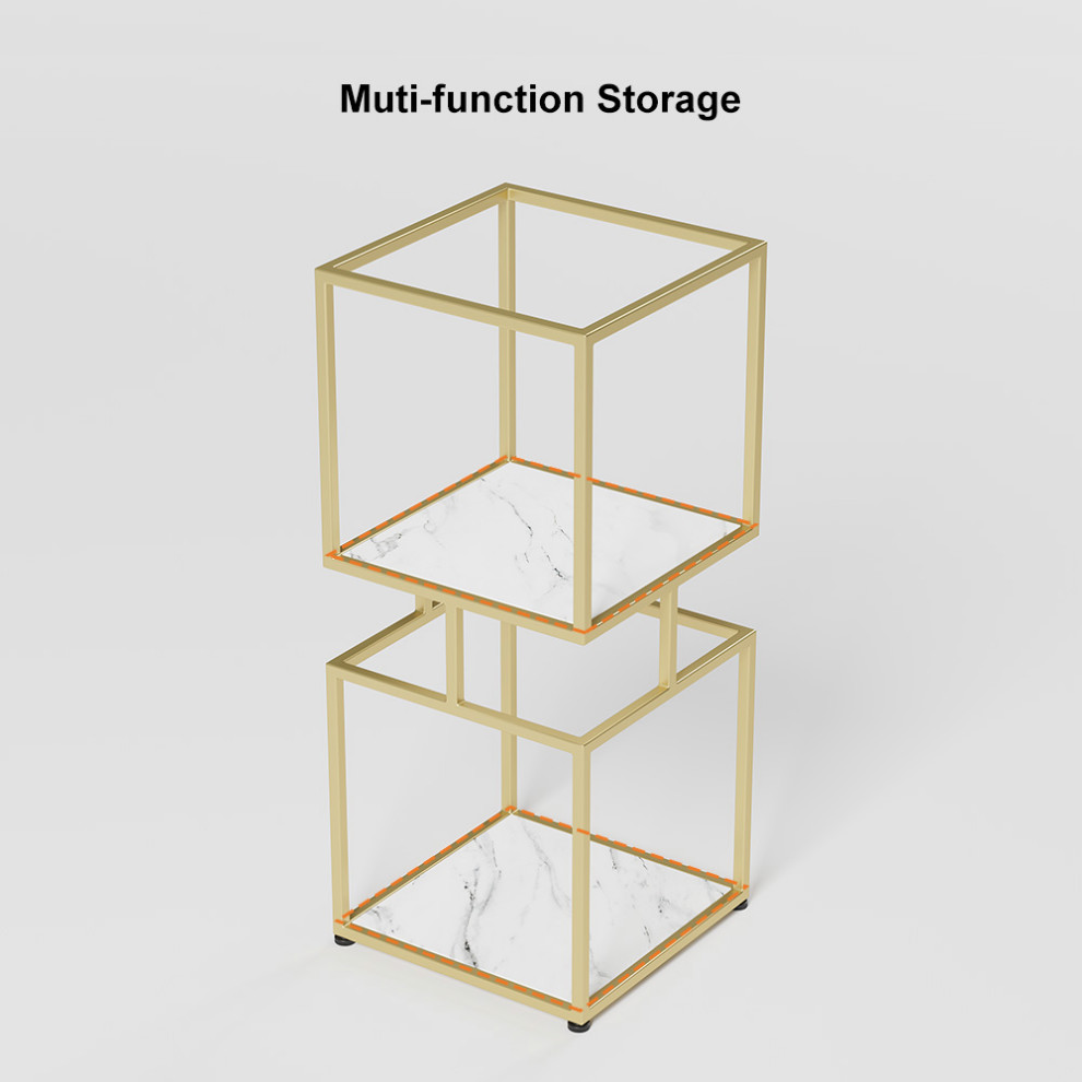 Modern Simple Gold Cube Bookcase with Metal Tower Display Tall Wooden Bookshelf   Contemporary   Bookcases   by Homary International Limited  Houzz