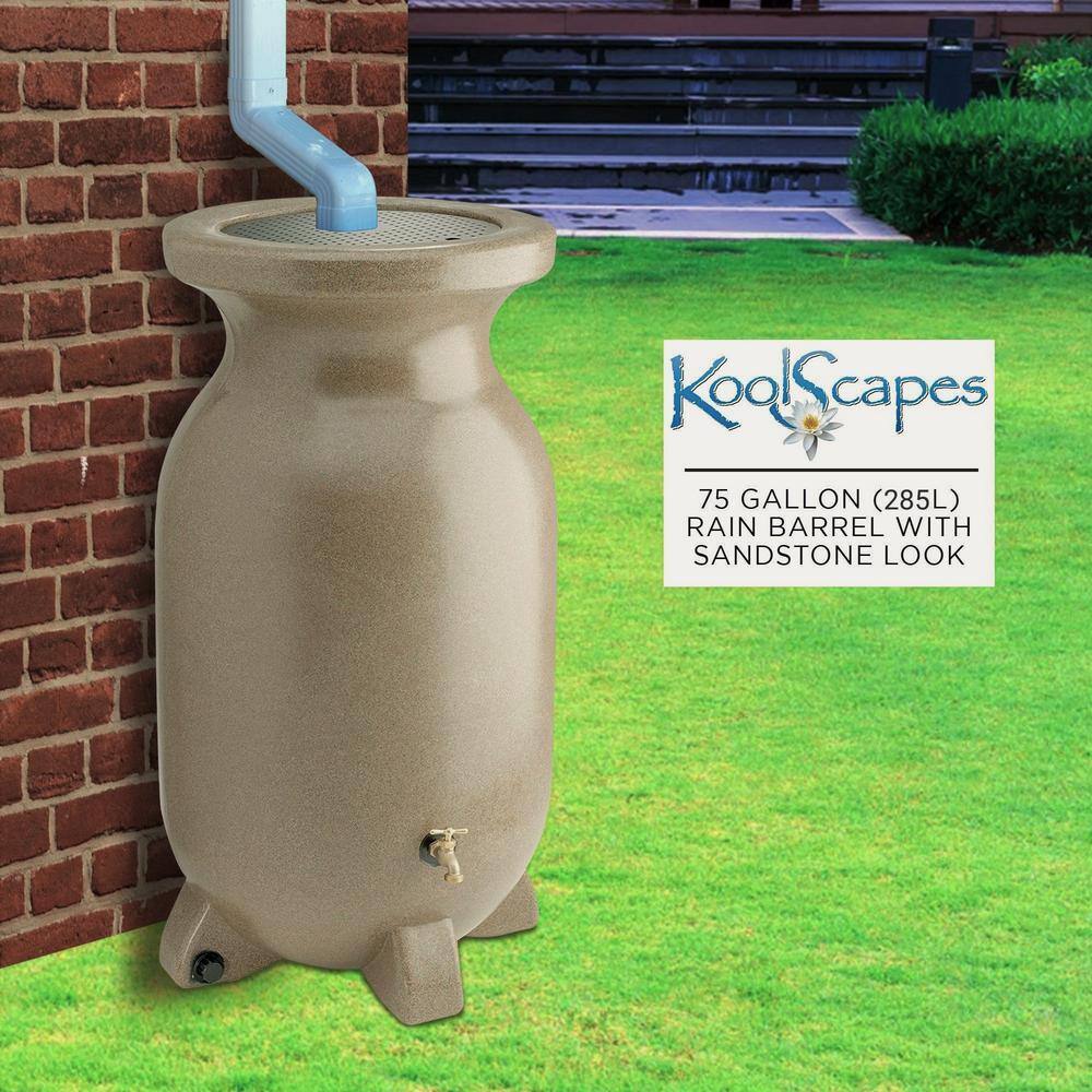 Koolatron Koolscapes Stone-Look Rain Barrel 75 Gal. (285L) Beige Eco-Friendly Gardening Water Conservation RBSS-75